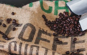 coffee beans on a bag